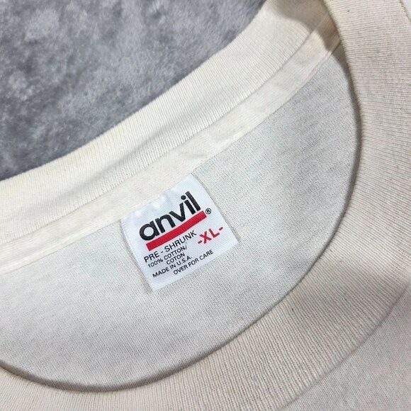 Vintage 90s Pennsylvania Shirt XL Beige San Segal Anvil Single Stitch Wolf Bear - Picture 2 of 12